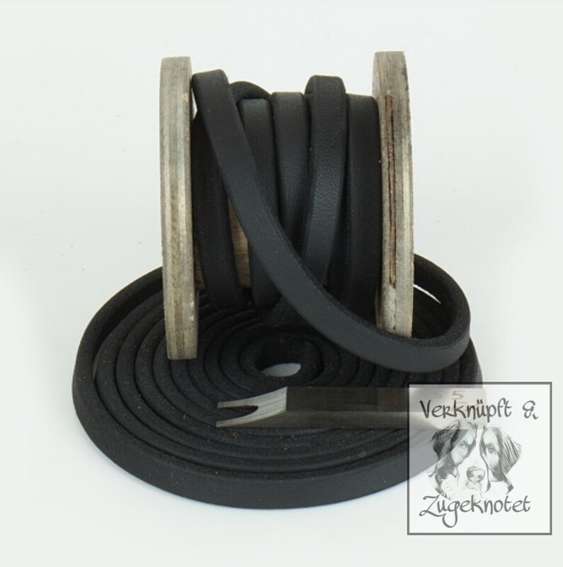 Fettleder Meterware  15 mm Schwarz