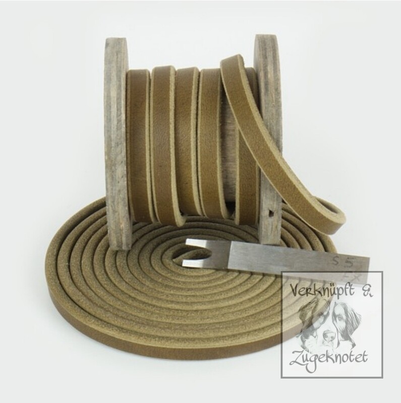 Fettleder Meterware  15 mm Oliv