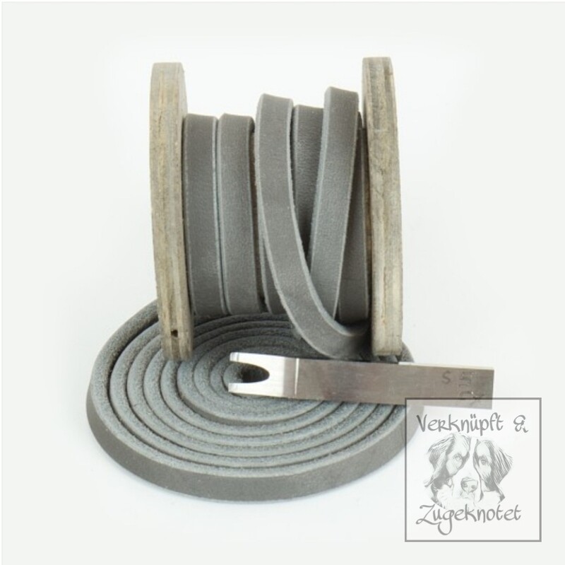 Fettleder Meterware  15 mm Grau
