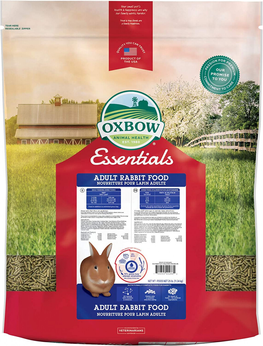 Oxbow Essentials Adult Rabbit alimento per conigli adulti 11,33kg