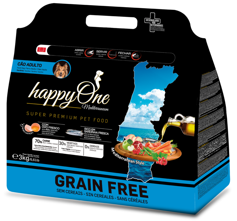 HappyOne Mediterraneum con sardine grain free crocchette per cani 3 kg
