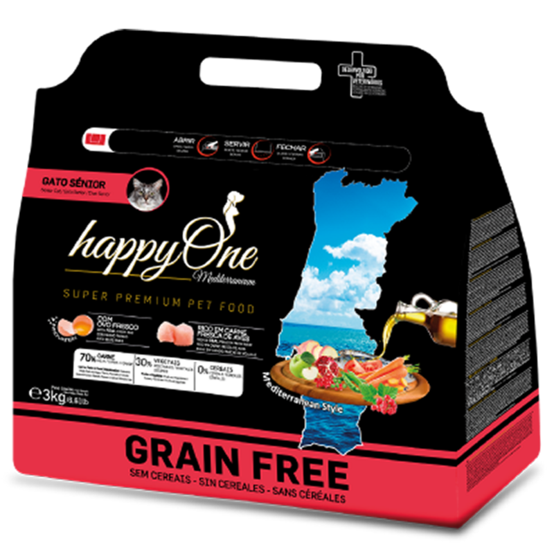 HappyOne Mediterraneum Senior Grain Free crocchette per gatti maturi 3 kg
