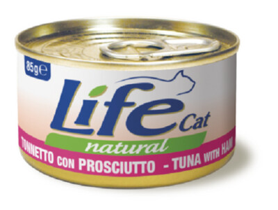 ​Life Cat Filetti di Tonnetto con Prosciutto Alimento umido per gatti 85 g
