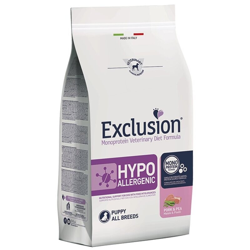 Exclusion Hypoallergenic Pork and Pea Puppy all Breeds Alimento cucciolo 2 kg