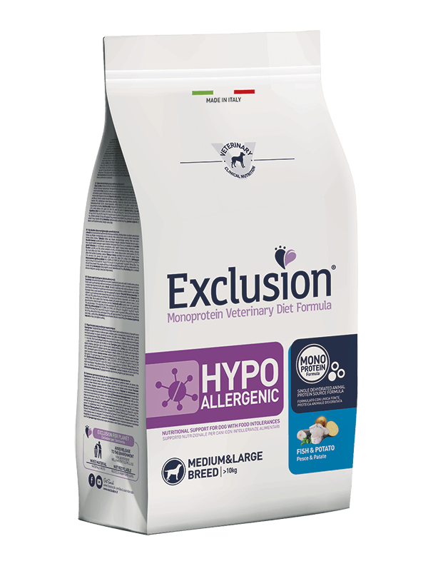 Exclusion Hypoallergenic Fish & Potato Medium&Large Breed Crocchette cani 2 kg