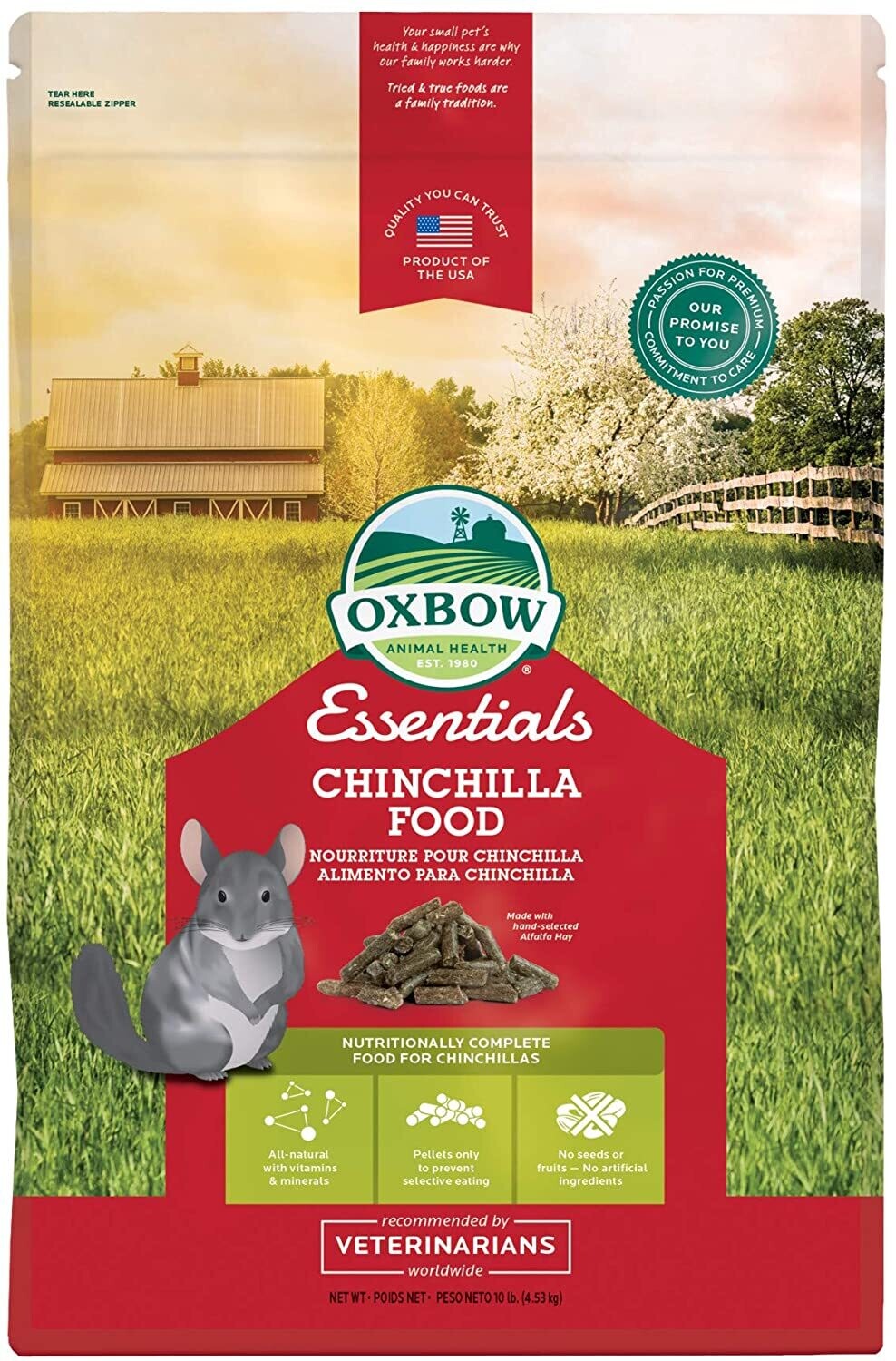 Oxbow Essentials Chinchilla Deluxe alimento in Pellet per Chinchilla kg 4,5
