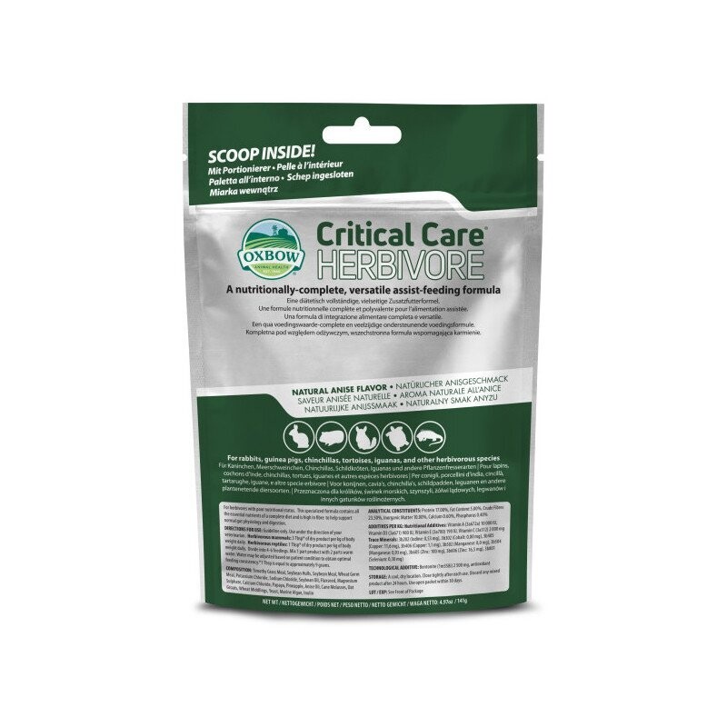 Oxbow Critical Care Formula completa di alimentazione assistita per erbivori 141g