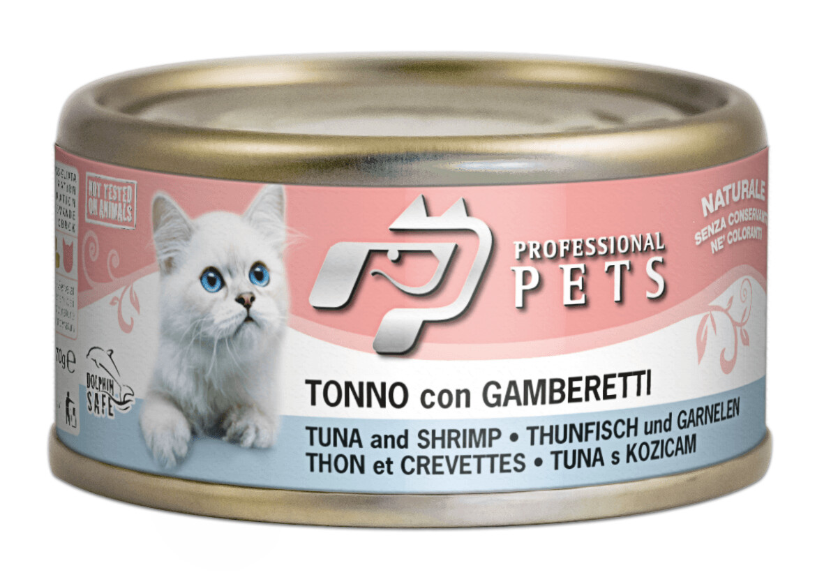 Professional Pets Tonno con Gamberetti Alimento Umido Naturale per Gatti 70 g