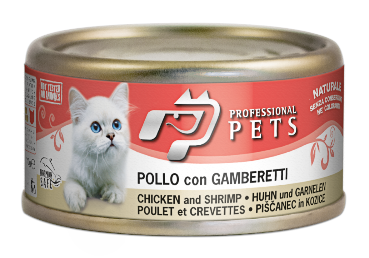 Professional Pets Pollo con Gamberetti Alimento Umido Naturale per Gatti 70 g