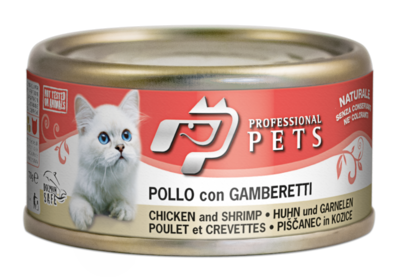 Professional Pets Pollo con Gamberetti Alimento Umido Naturale per Gatti 70 g