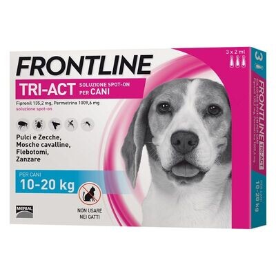 Frontline Tri-Act soluzione spot-on per cani 10-20 kg, Quantità: 3 pipette