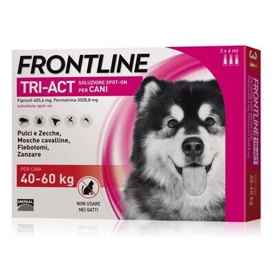 Frontline Tri-Act soluzione spot-on per cani 40-60 kg, Quantità: 3 pipette