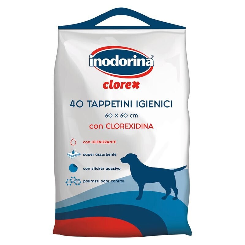 Inodorina Tappetini Assorbenti Igienici Clorex con Adesivi per Cani 60x60 40 pz.