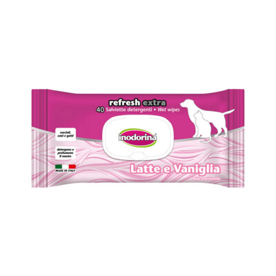 Inodorina Salviette Detergenti Cani e Gatti Profumate al Latte e Vaniglia 40 pz.
