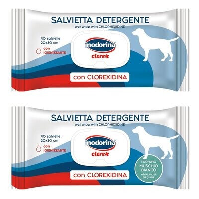 Inodorina Clorex Salviette Detergenti per Cani con Clorexidina 40 pezzi