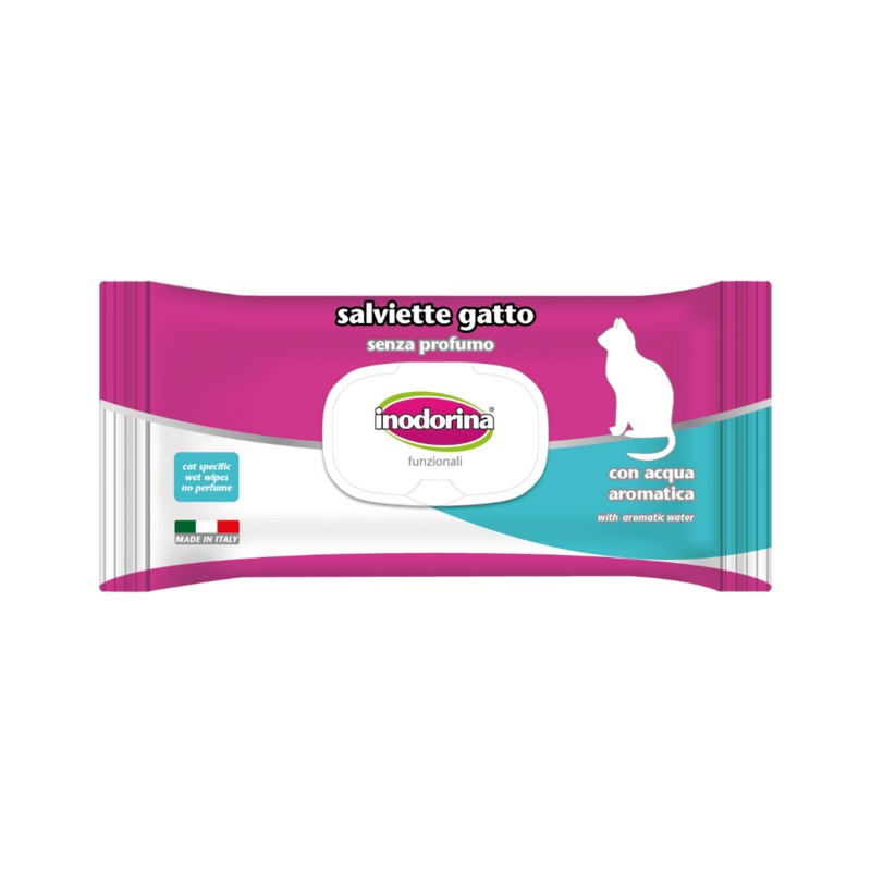 Inodorina Salviette Detergenti per Gatto senza Profumo Acqua Aromatica 40 pezzi