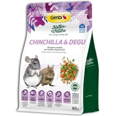 Gimbi Mother Nature Chinchilla & Degu Alimento Completo per Cincillà e Degu 800g