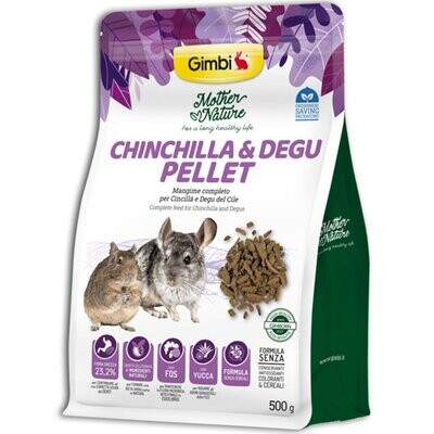 Gimbi Mother Nature Chinchilla & Degu Pellet Alimento Completo in Pellet 500g