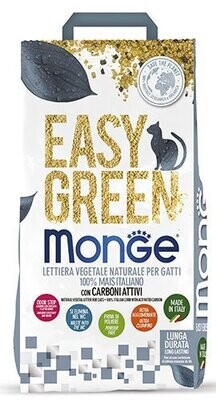 Monge Easy Green Lettiera vegetale per gatti 100% mais Italiano con carboni attivo 10 lt