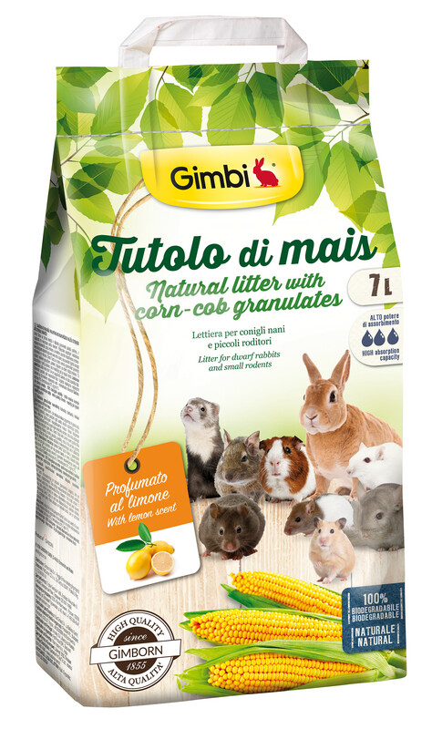Gimbi Tutolo di Mais Lettiera vegetale naturale per roditori, volatili, rettili e altri animali 7 lt