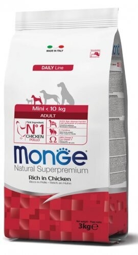 Monge Mini Adult Ricco di Pollo, Formato: 0,800 g