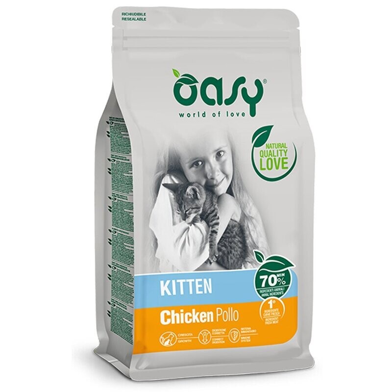 Oasy LIFESTAGE Kitten Pollo Croccantini per Gattini e Gatte in Gravidanza