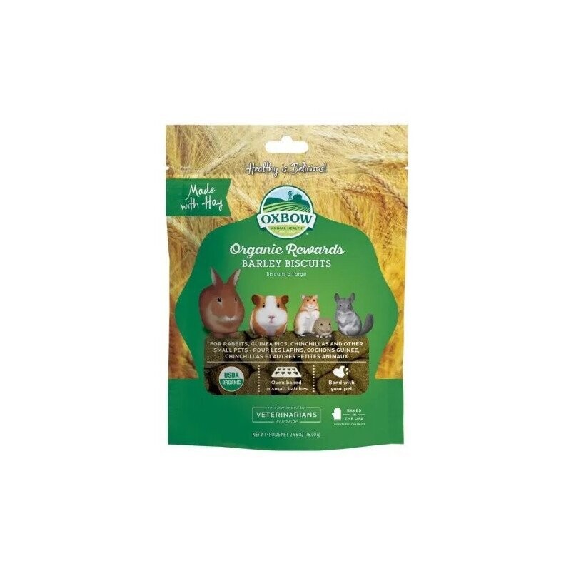 Oxbow Organic Barley Biscuits Snack Biologici cotti al forno per roditori 75 g