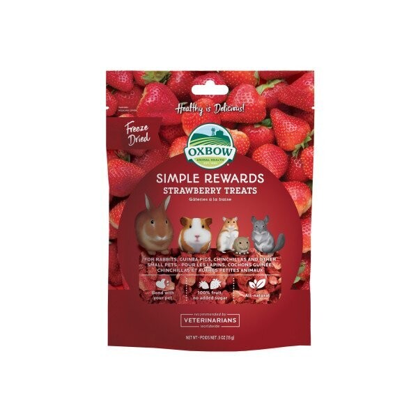 Oxbow Simple Rewards Strawberry Treats Snack per roditori fragole essiccate 15 g