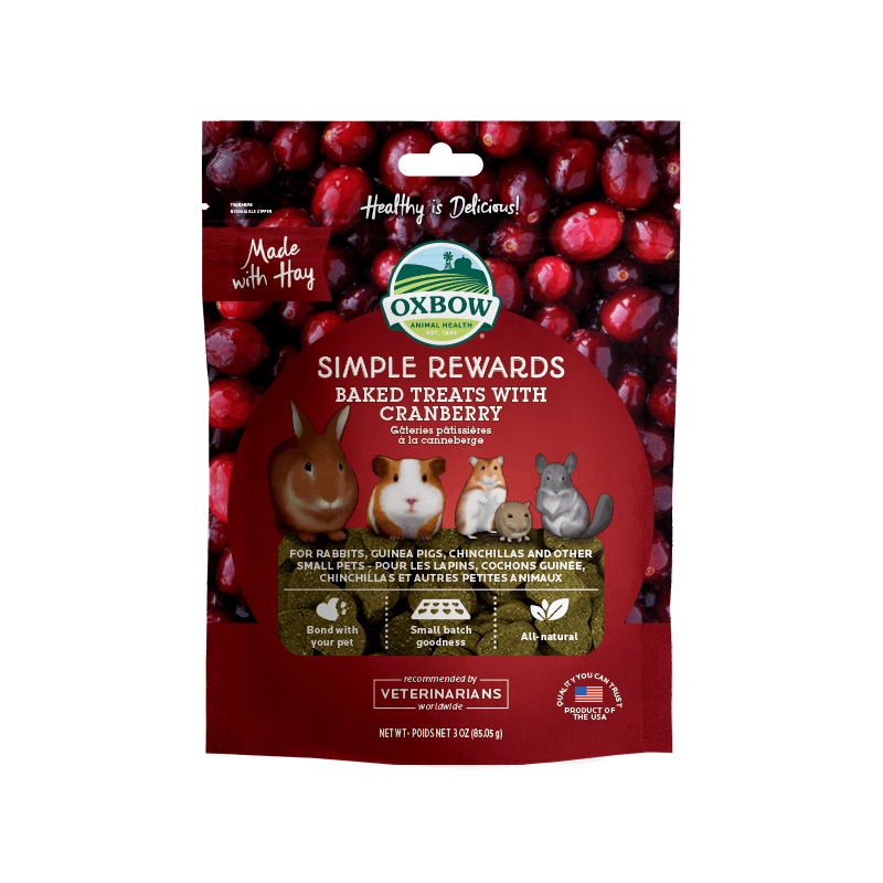 Oxbow Simple Rewards Baked Treats with Cranberry Snack per roditori con mirtillo rosso e fleolo 85 g