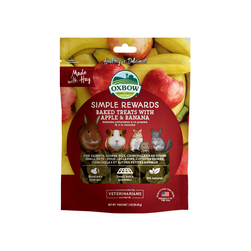 Oxbow Simple Rewards Baked Treats Apple & Banana Snack per roditori con mela e banana 85 g