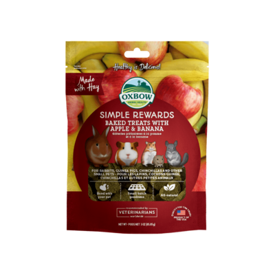 Oxbow Simple Rewards Baked Treats Apple & Banana Snack per roditori con mela e banana 85 g