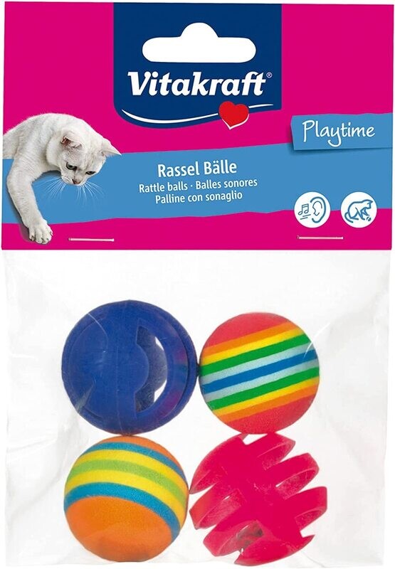 Vitakraft Palline per gatti con sonaglio confezione da 4 palline Ø 3,5 cm