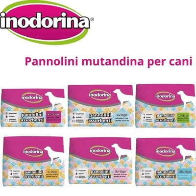 Inodorina Pannolini per Cani Convalescenti, Incontinenti Cagne in Calore 12 pz.