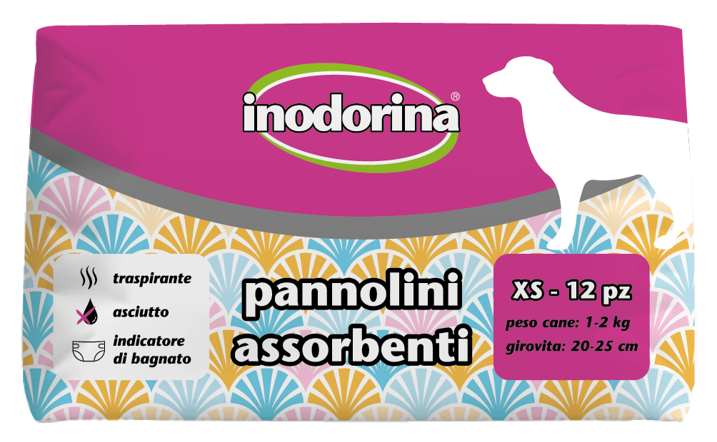 Inodorina Pannolini per Cani Convalescenti, Incontinenti Cagne in Calore 12  pz.
