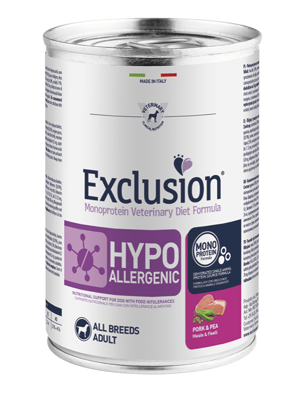 Exclusion Hypoallergenic Pork and Pea All Breeds Alimento ipoallergenico per cani 400 g