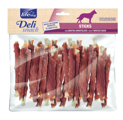 Life Dog Sticks con Anatra Arrotolata Snack per Cani Bastoncini all'anatra 500g