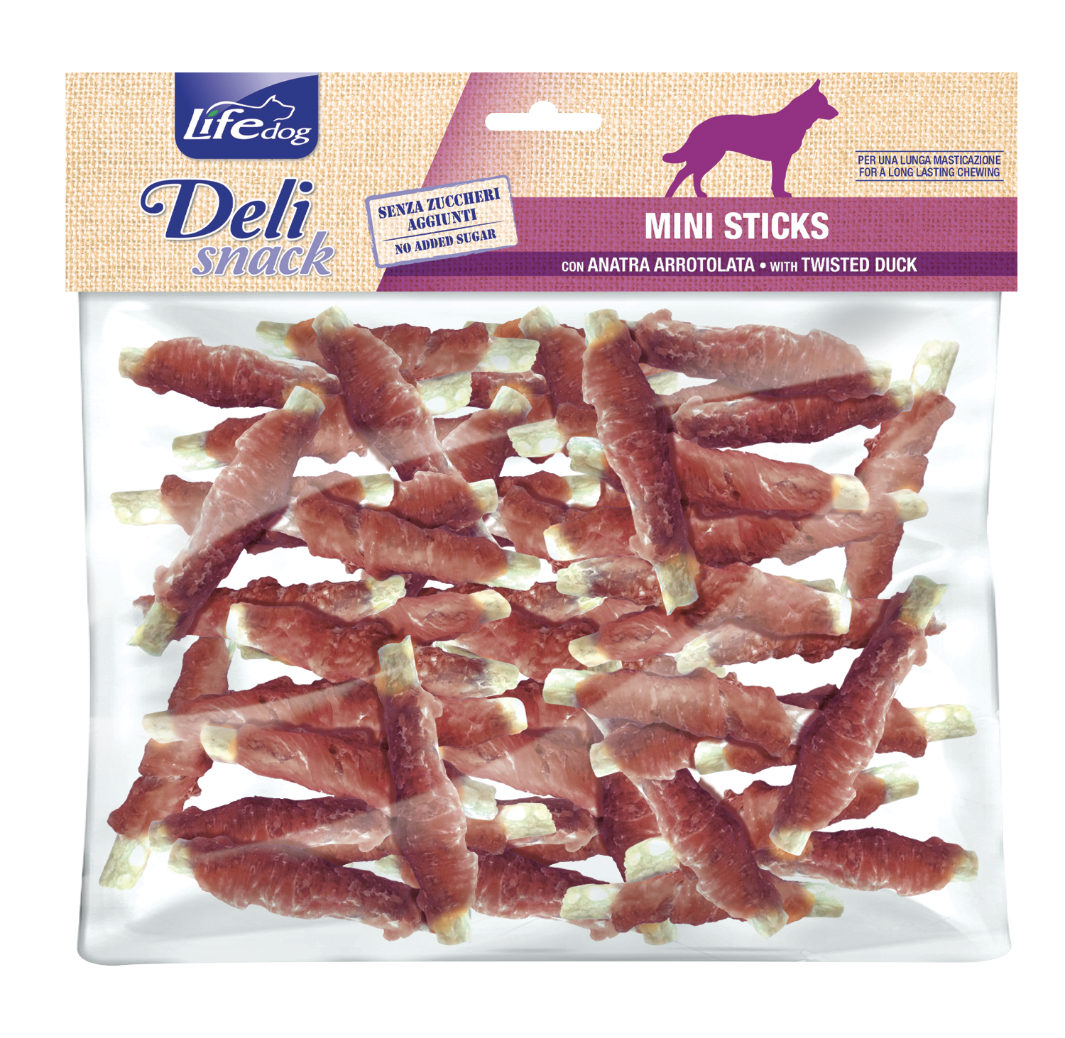 Life Dog Mini Sticks con Anatra Arrotolata Snack per Cani Bastoncini Anatra 500g