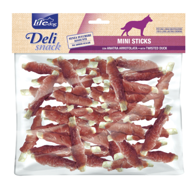 Life Dog Mini Sticks con Anatra Arrotolata Snack per Cani Bastoncini Anatra 500g
