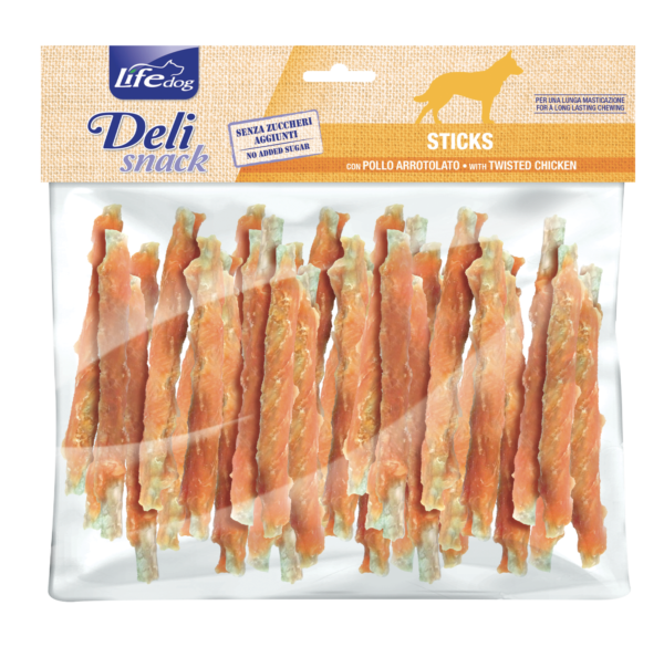 Life Dog Sticks con Pollo Arrotolato Snack per Cani Bastoncini con Pollo 500g