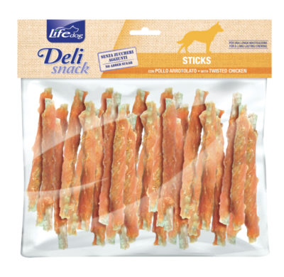Life Dog Sticks con Pollo Arrotolato Snack per Cani Bastoncini con Pollo 500g
