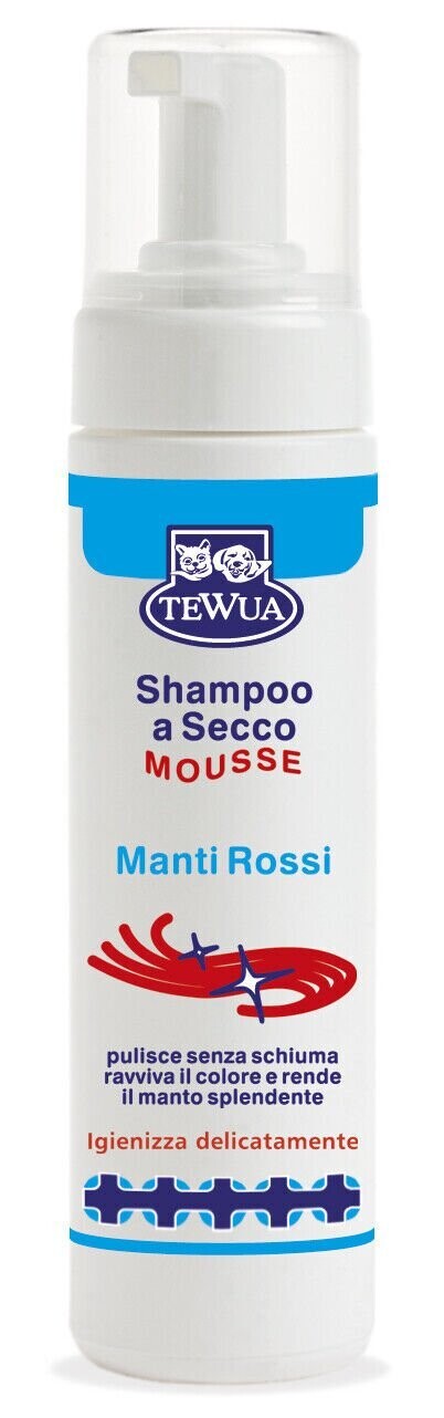 ​Tewua Shampoo a secco Mousse Manti Rossi per cani e gatti 200ml.