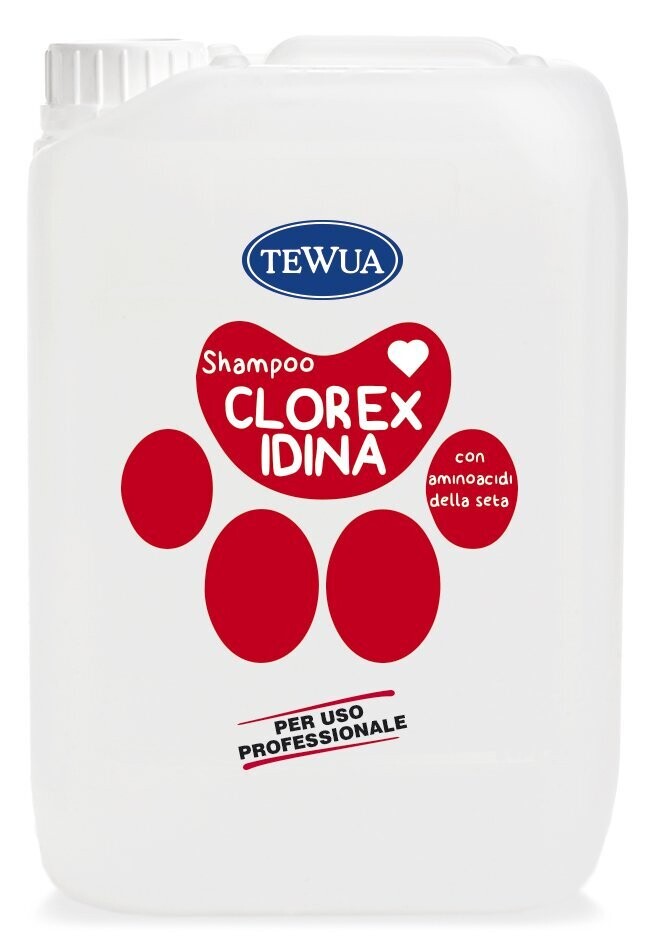 Tewua Shampoo per cani e gatti alla clorexidina Tanica da 10lt Uso Professionale