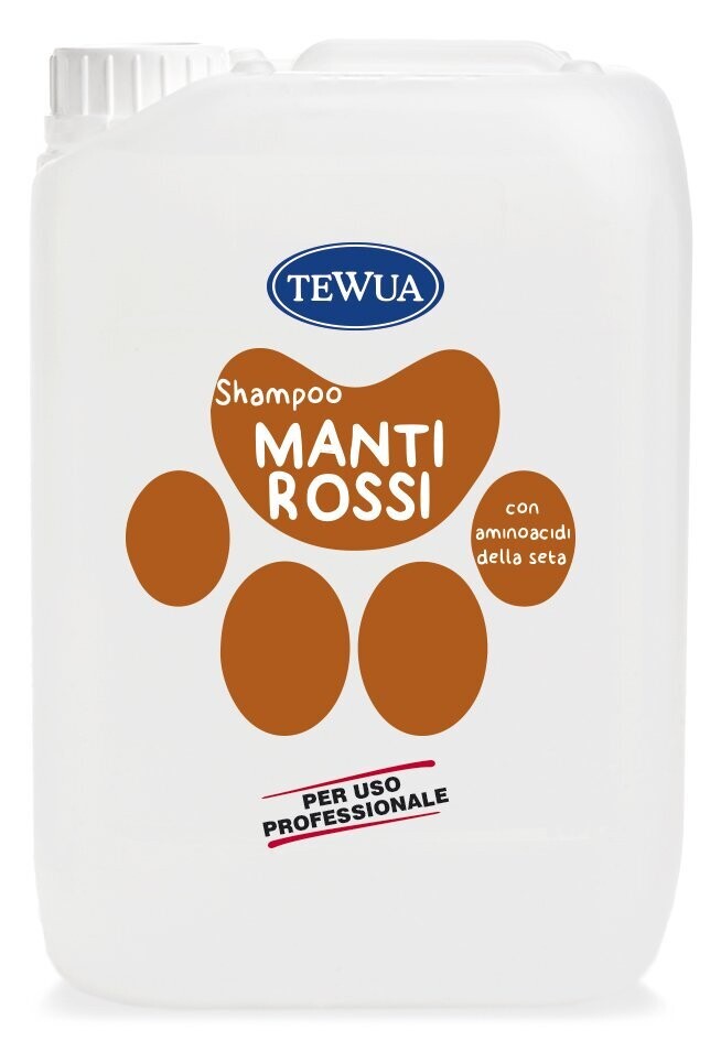 Tewua Shampoo Manti Rossi per Cani e Gatti Tanica da 5lt Uso Professionale