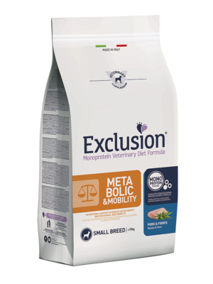 Exclusion Metabolic & Mobility Pork & Fibres Small Breed Alimento per Cani 2kg
