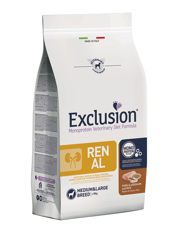 Exclusion Renal Pork & Sorghum And Rice Medium&Large Breed Alimento Cani
