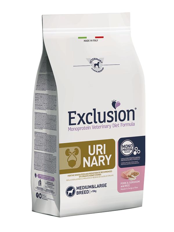 Exclusion Urinary Pork & Sorghum And Rice Medium&Large Breed Alimento Cani 12 kg