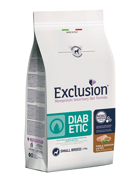 Exclusion Diabetic Pork & Sorghum And Pea Small Breed Alimento per Cani 2 kg