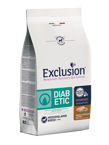 Exclusion Diabetic Pork & Sorghum And Pea Medium&Large Breed Alimento per Cani