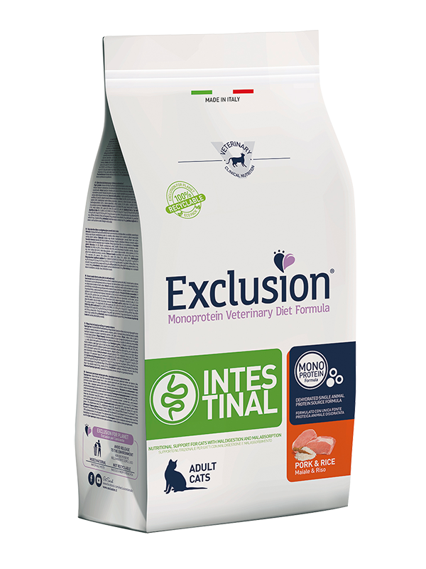 Exclusion Intestinal Cat Pork & Rice Alimento per Gatti Gastrointestinal 1,5 kg