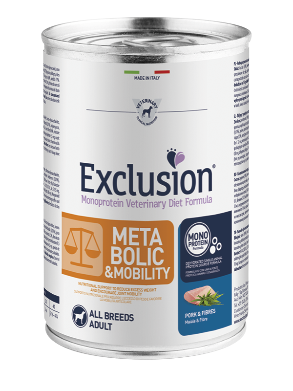 Exclusion Metabolic & Mobility Pork & Fibres All Breeds Alimento per Cani 400 g